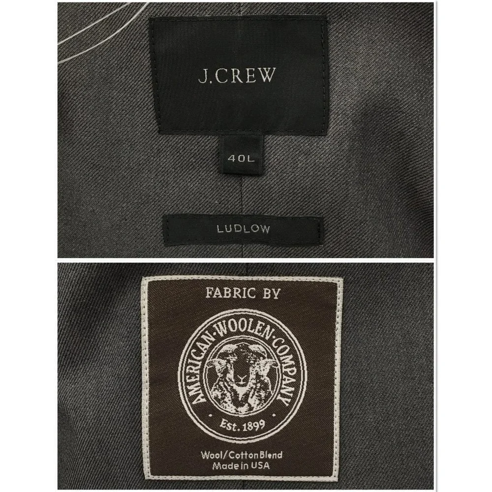 New J Crew Mens Blazer Sport Coat Two Button Casual Jacket 40L Wool Cotton Suits